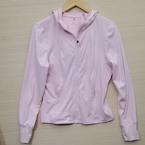 Sporty Pink Cropped Jacket with Zip-Up Closure